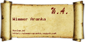 Wimmer Aranka névjegykártya